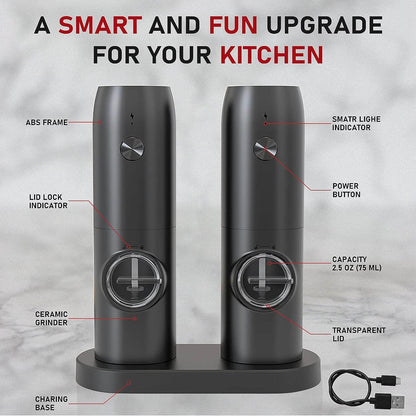 ImprovedHome™ Salt And Pepper Grinder Rechargeable Set